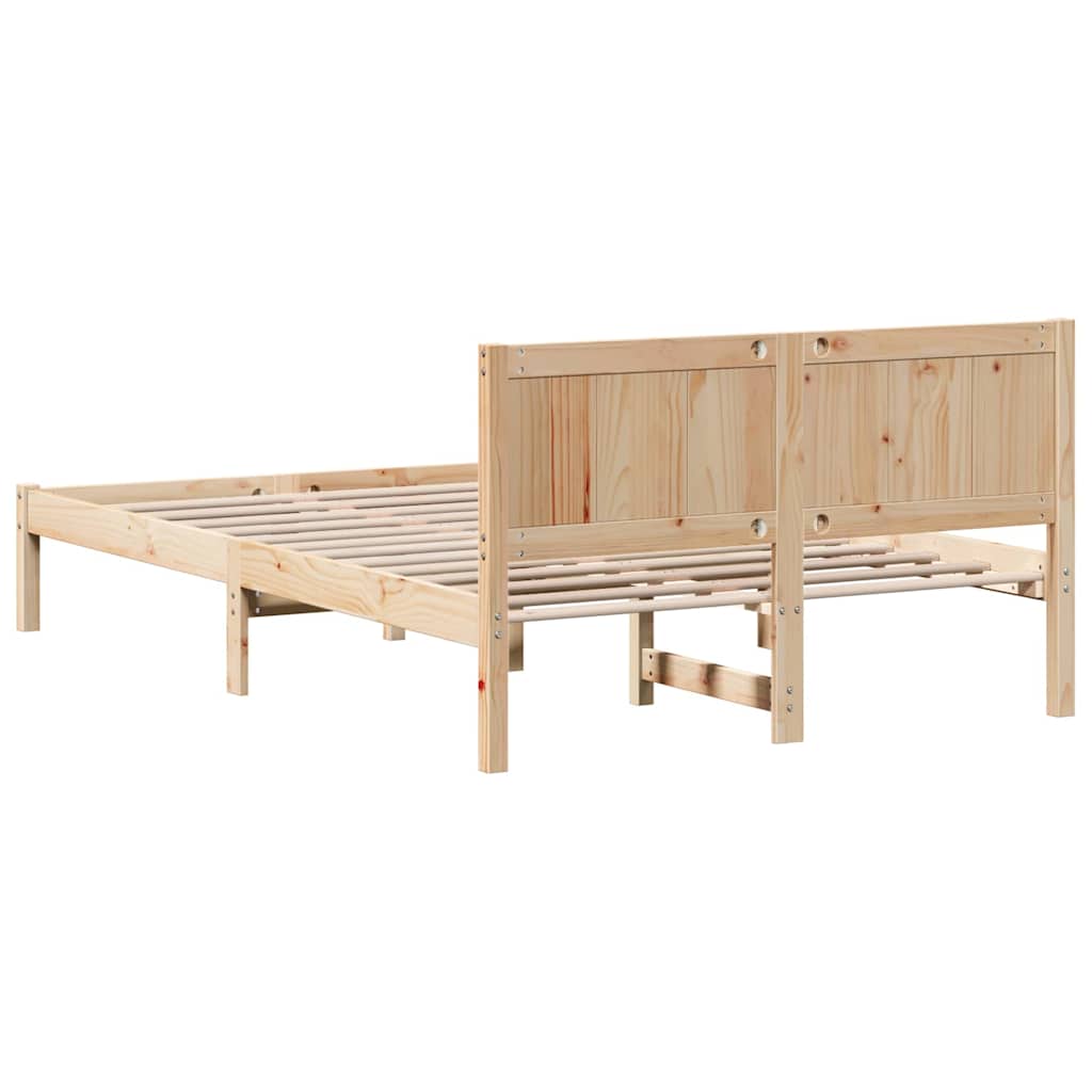 Brown Bed Frame 120 X 200 Cm Solid Pine Wood