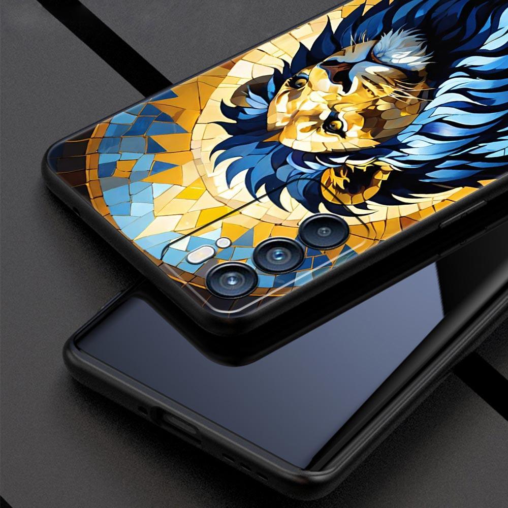 Cross Pattern Bicolor Lion Phone Case For Oppo A17 A31 A54 A57 A78 A79 A98 Find X5 X6 Reno 6 7 8 10 11 12 13 F Pro 5G Soft TPU