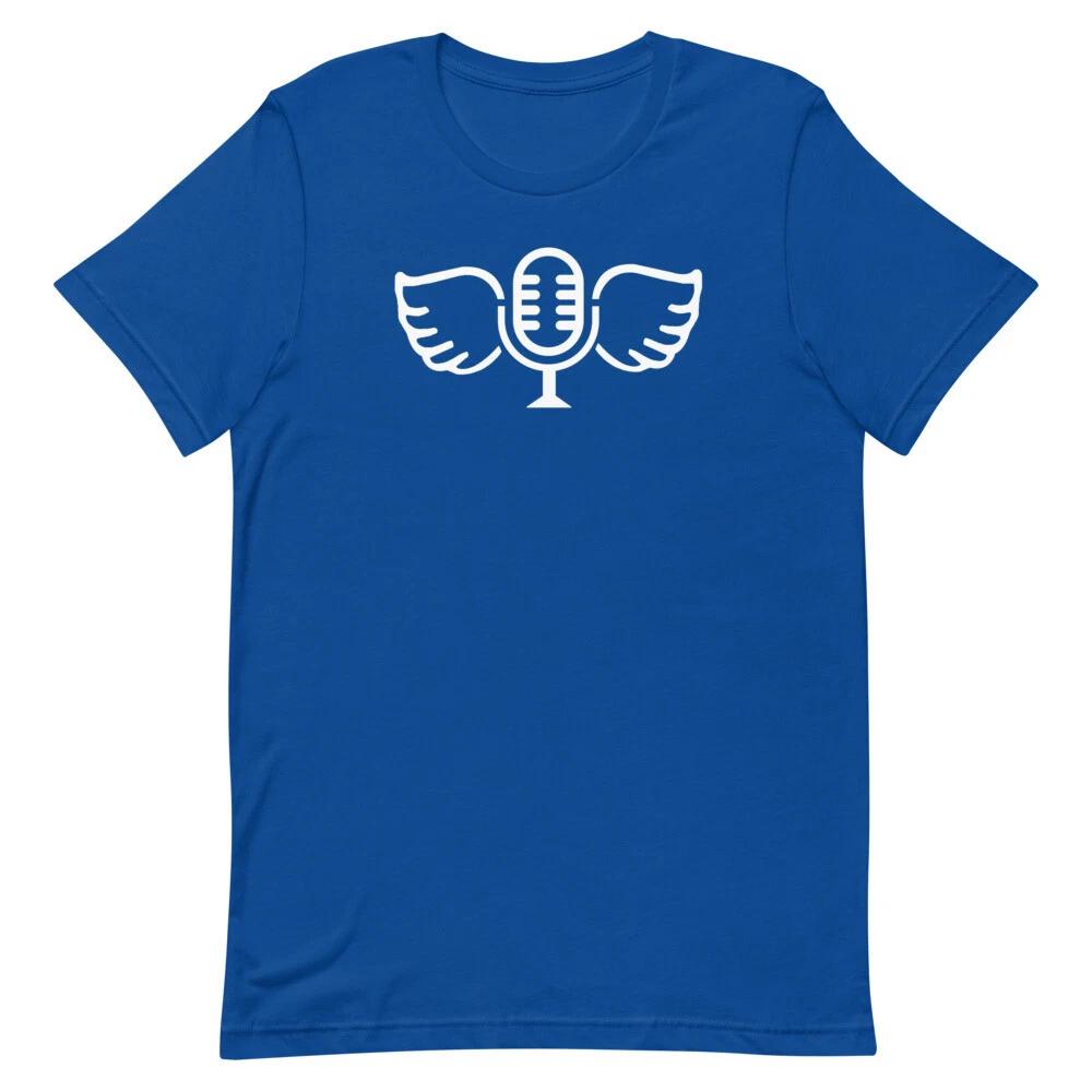 

Vin Scully Mic Wings Justin Turner Tribute Graphic Tee Shirt Unisex 100% Cotton T-shirt Mens Tees Top S
