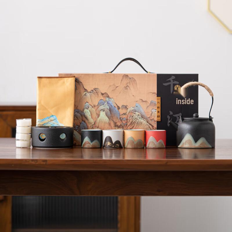 Sushi Ceramic Hand-Painted  A Thousand Li of Rivers and Mountains  Tea Set