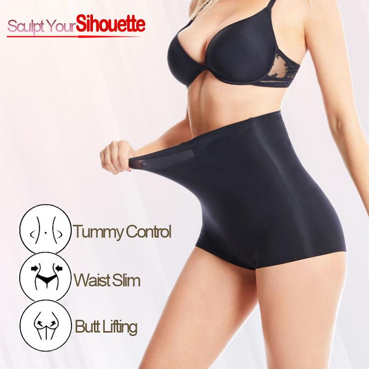 Plus Size Seamless Tummy Control Shapewear: High-Waisted, Butt-Lifting, Ultra-Thin Ice Silk Underwear for Postpartum Support