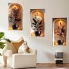 3pcs Modern Flower Visual Wall Stickers Self-Adhesive 3D Effect Wall Stickers  Home Decoration