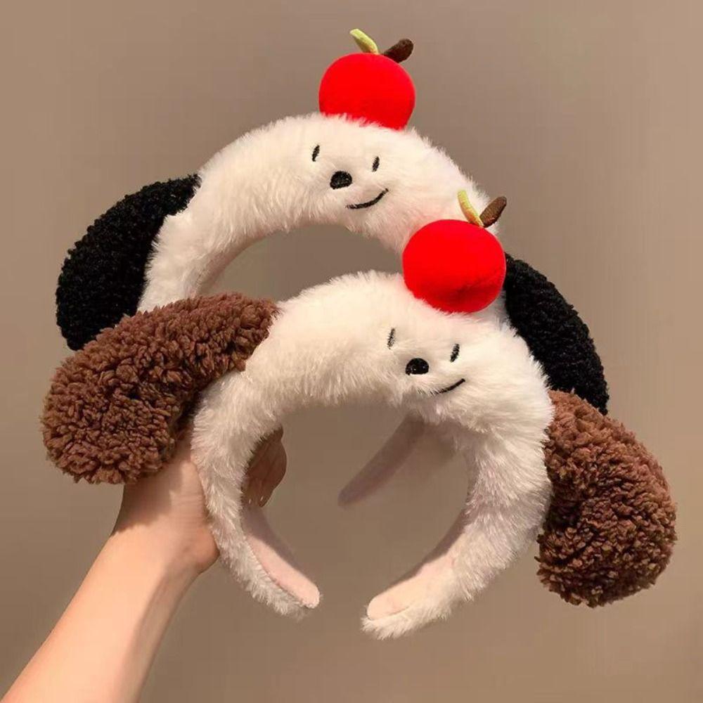 Puppy Ear Cartoon Headband Dog Face Wash Headband Sweet Fluffy Plush Headband  Daily