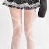 Beige Lace Lolita Thigh-High Stockings for Women with Strappy Lines & High Boots - MIU Style Silk Stockings