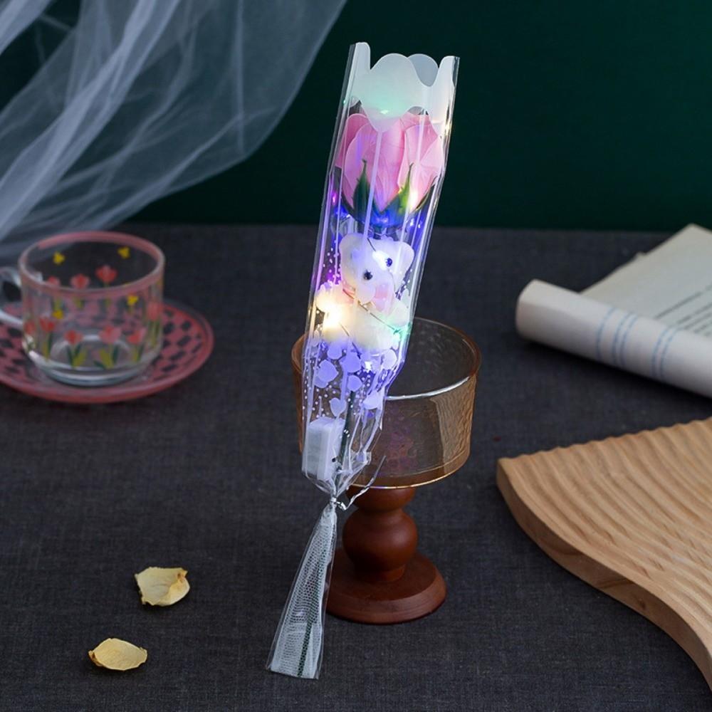 Einzelnes Süßes Bären-Abschluss-Bouquet Seidenblumen DIY Künstliche Rosenblumen Bären-Bouquet Dekoration Valentinstagsgeschenk