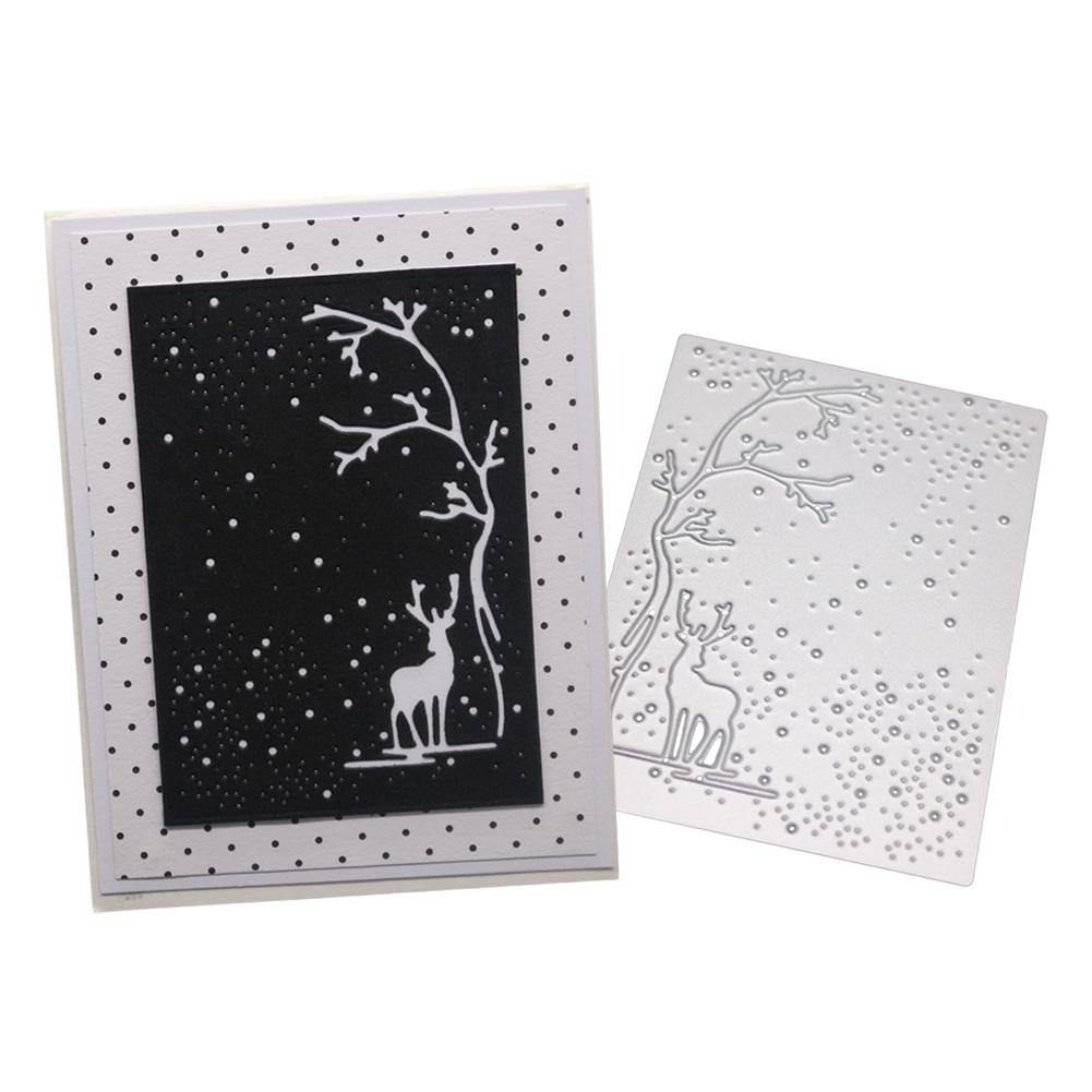 Deer Frame Under the Starry Sky Metal Silvery Stencil Embossing Cutting Dies For Diy Scrapbooking Paper Album Cards Making