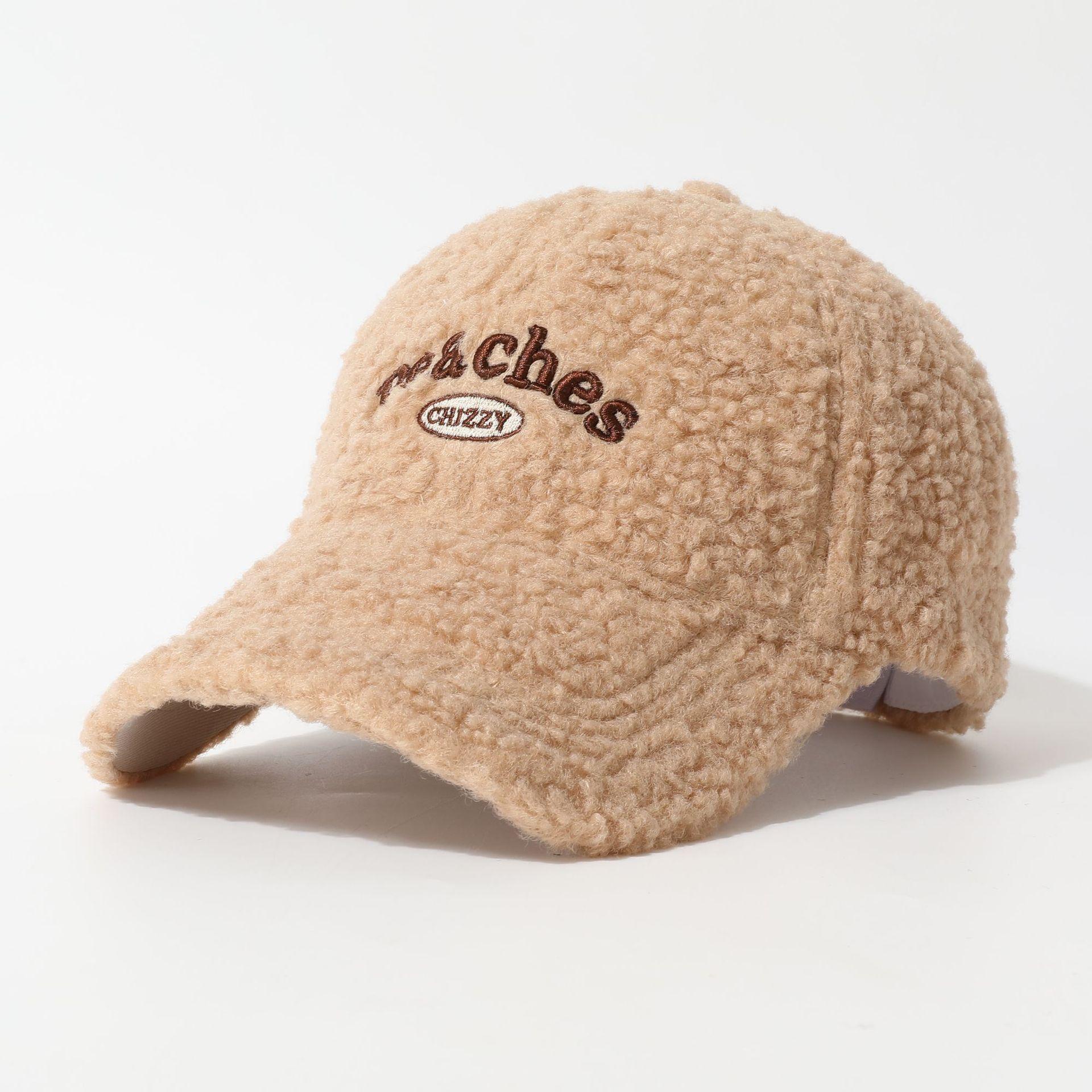 

Baseball Cap Women s Solid Lamb Fleece Corduroy Splicing Cap Autumn and Winter Warm Baseball Cap Adjustable хакі