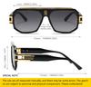 Square Sunglasses with Polarized Flat Top for Human Pilots Oversized Metal Frame Eyewear [SHEEN KELLY]