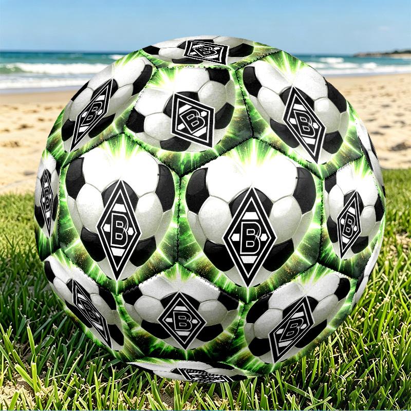 Borussia Monchengladbach Print Size 5 Soccer Ball, PU Wear Resistant Football for Match Training and Daily Practice, Birthday Gift for Soccer Fans