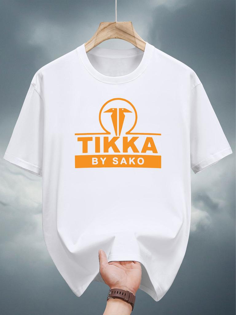 200g 100% Cotton Short Sleeve T-shirt with Bold Orange Graphic Print - Regular Fit Casual Summer Tee for Adults