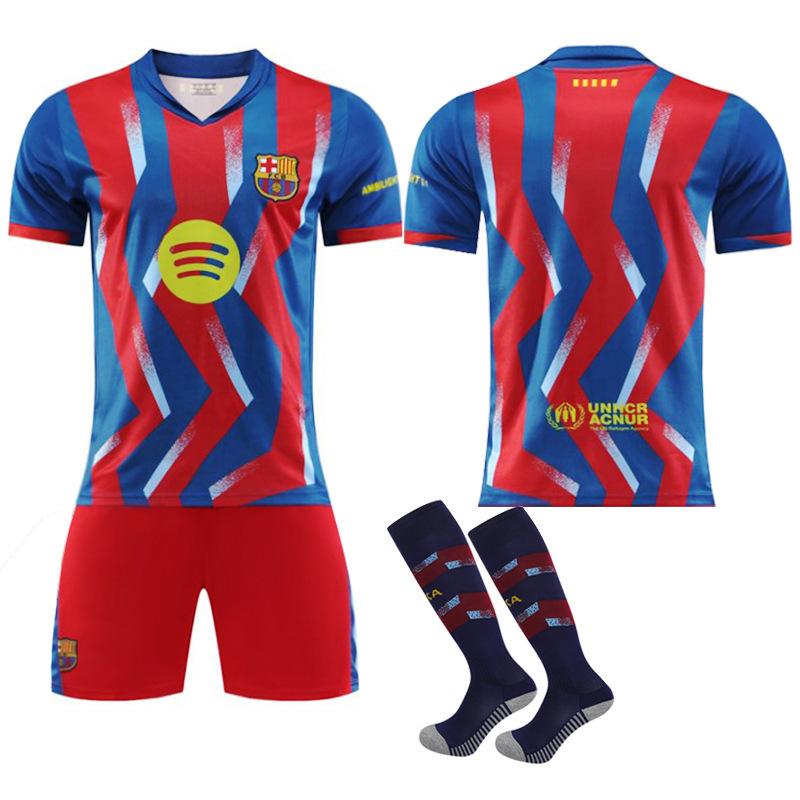 2526 Barcelona Four-way No. 10 Messi Jersey Suit Men's No. 9 Lewandowski 8 Pedri 14 Rashford Football Uniform