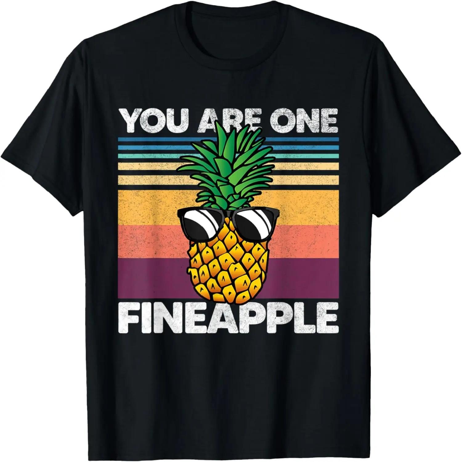 Retro 90s You Are One Fineapple funny Pineapple fruit T-Shirt XXXXXL чёрный