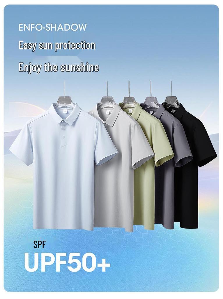 Men's Ice Silk Quick-Dry Short Sleeve Polo Shirt - Customizable Logo, Summer Business Casual Sports Tee