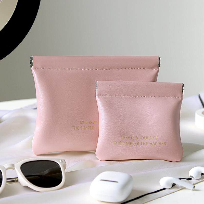 Portable Makeup Bag with Lipstick, Data Cable, Bluetooth Headset, Charger, and Key Storage; Automatic Closure Spring Sheet Design