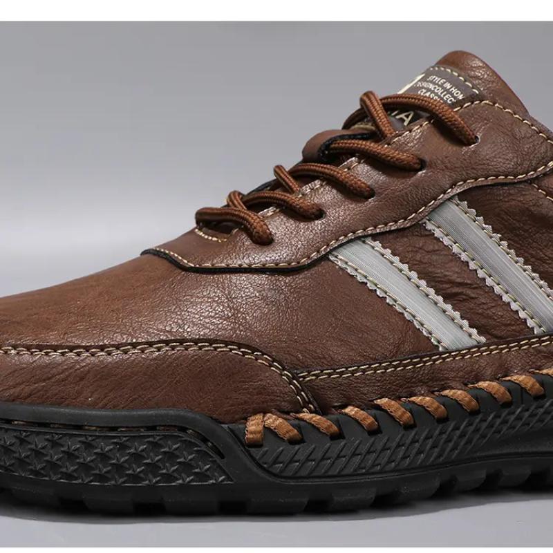 Men's Leather Casual Shoes Lace Up Sneakers