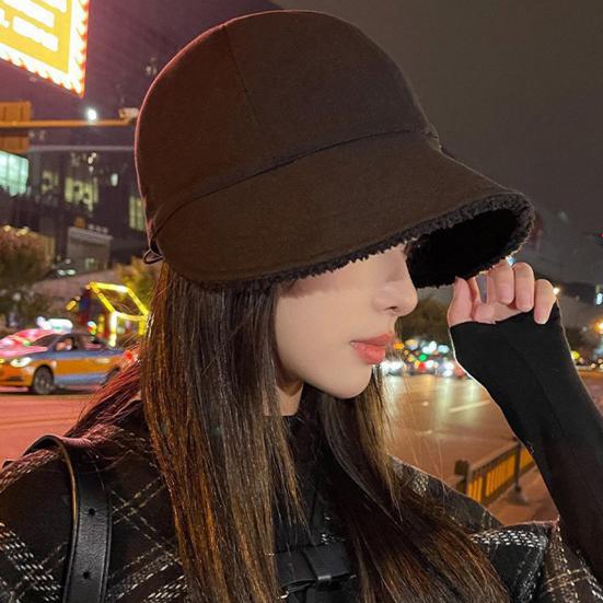 Baseball Hat Solid Color Velvet Lining Adjustable Women Hat Ear Protection Design Outdoor Winter Hat