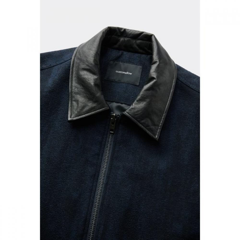 Customellow Navy Wool Jacquard Jacket Cwuaw25752nyd