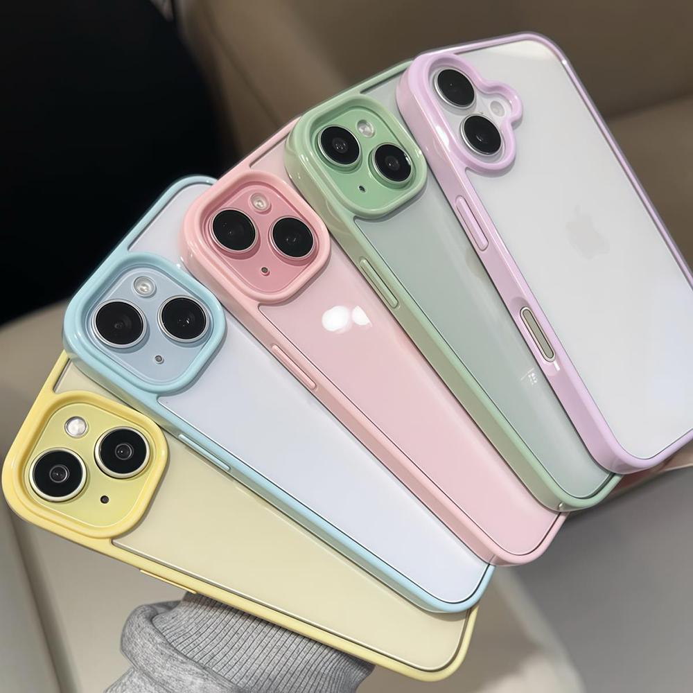 Luxus Klar Süßigkeitenfarbe Hülle Für iPhone 17 Air 16 15 14 13 12 Pro Max Plus Klar Acryl Stoßfänger Schutzhüllen Abdeckung