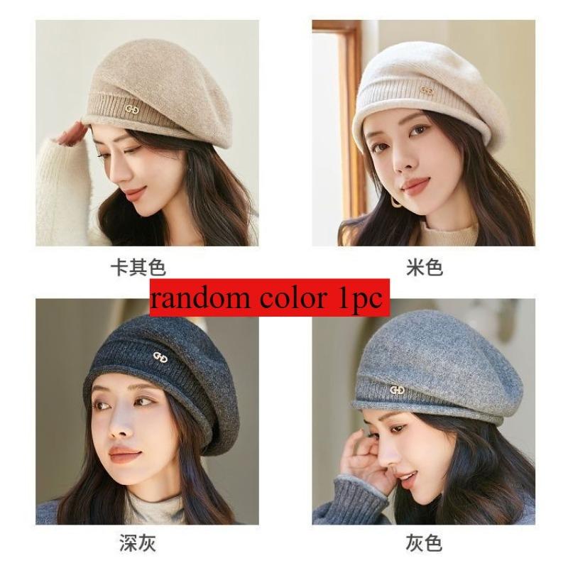 

1/2pcs Hats Fashionable Versatile in Autumn Winter Wool Knitted Hats Middle-aged Elderly Woolen Hat Comfort Warmth Pile Up Hats