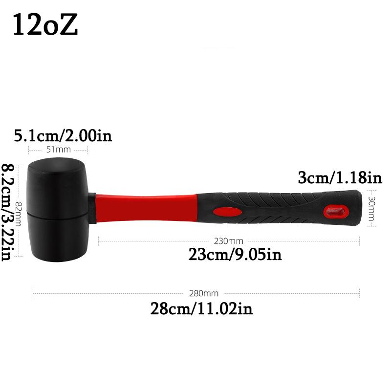 Rubber Hammer Rubber Hammer Elastic Rubber Hammer Installation Hammer Soft Rubber Round Head Dual Color Fiber Handle.zwq