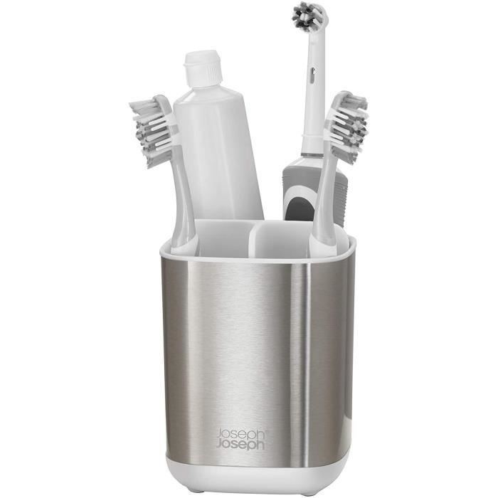 Support de brosse à dents - joseph joseph - 13 x 9,5 cm - acier inoxydable - argent - design moderne