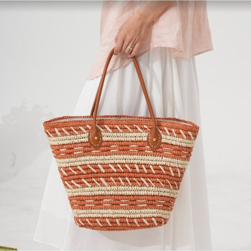 New Shoulder Straw Bag Bag Bag Large Capacity Tote Bag Women's Handwoven Bag Holiday Beach Bag