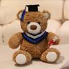 25cm Kawaii Graduation Dr.Bear Plush Toy Cute Christmas Hat Teddy Bear Soft Doll Boys Girls Kids Students Graduation Lovely Gift
