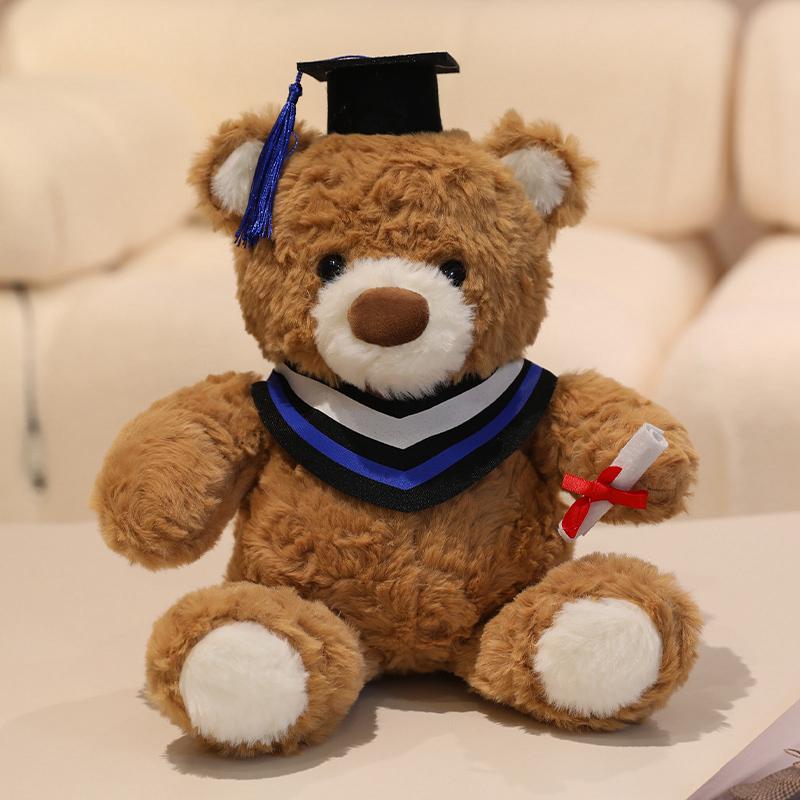 25cm Kawaii Graduation Dr.Bear Plush Toy Cute Christmas Hat Teddy Bear Soft Doll Boys Girls Kids Students Graduation Lovely Gift