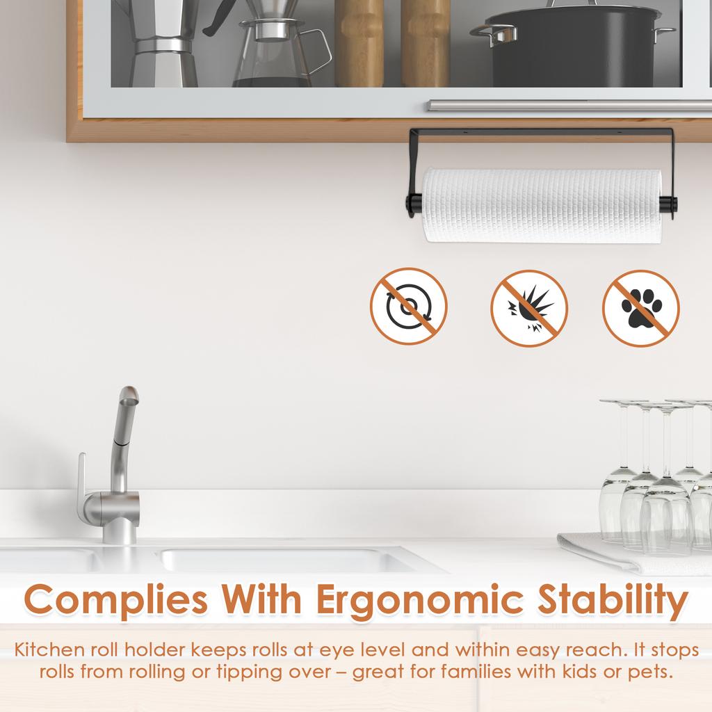 2Pcs Paper Towel Holder Stainless Steel Wall-mounted Kitchen Roll Holder Square Paper Towel Rack Under Cabinet for Home Bathroom