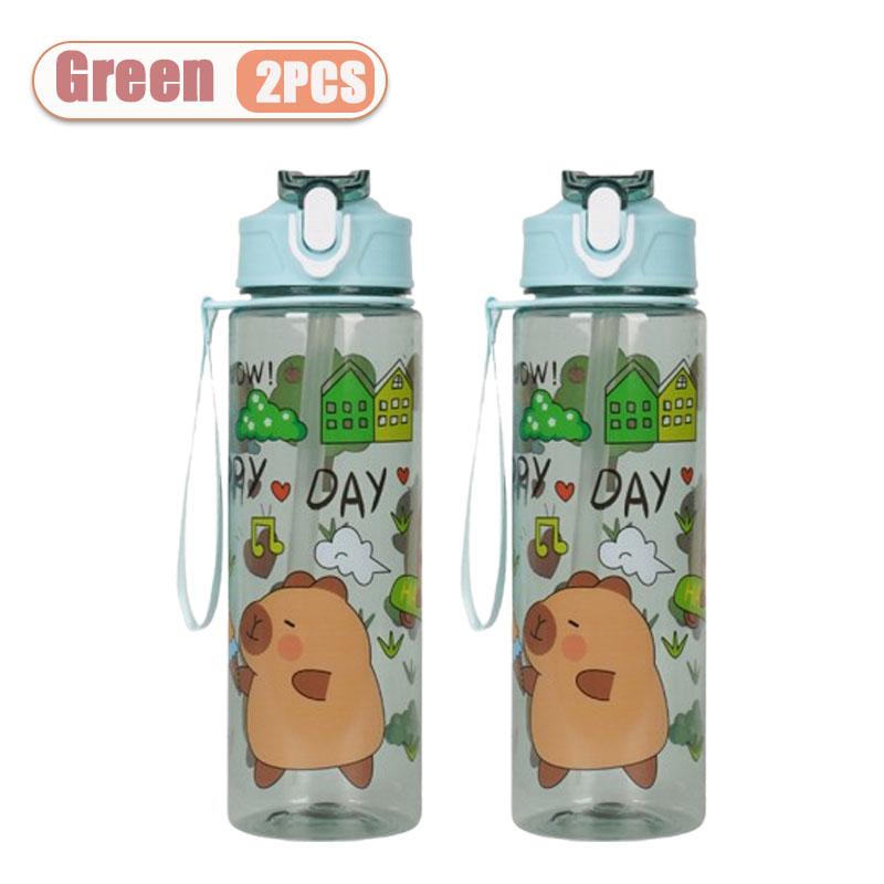 1-10PCS Capybara Cartoon Water Bottle with Straw for Gift Lightweight Dishwasher Round Reusable Whimsical Design