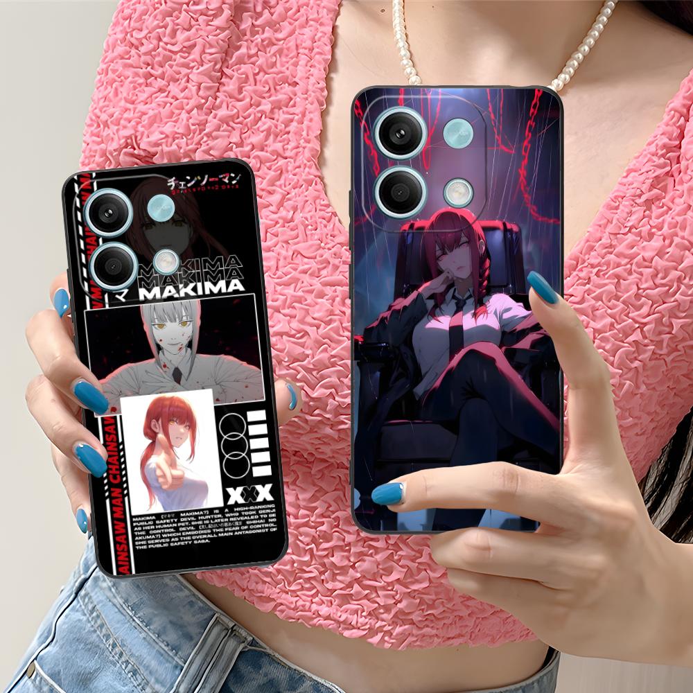 Chainsaw Makima Phone Case for Xiaomi Redmi Note 14 13 12 11 A5 3 2 1 Pro Plus 4G 5G Colour Printing Pretty Cover Smartphone