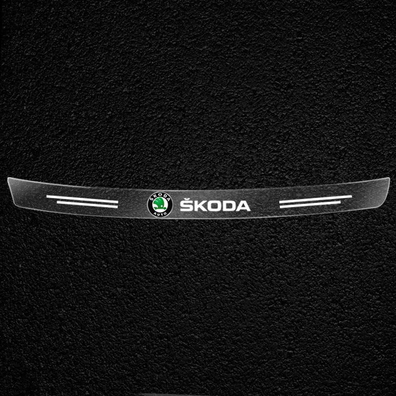 1Pcs Transparent Car Trunk Badge Protective Sticker Car Accessories For Skoda Octavia Superb Rapid Kodiaq Karoq Fabia Kamiq Roomster Citigo