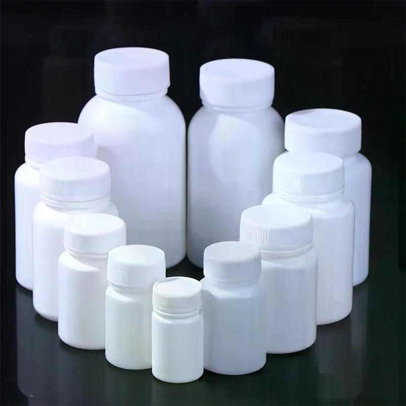 Bouteille à Médicaments en Plastique PE de Qualité Alimentaire 15-180ML Bouchon à Vis Blanc Boîte à Pilules Contenant de Rangement Pour Pilules Cosmétiques Emballage Alimentaire Porte-