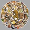 50 Leopard & Tiger Cartoon Animal Stickers - Waterproof Decorative for Planners, Phones, & Resin.