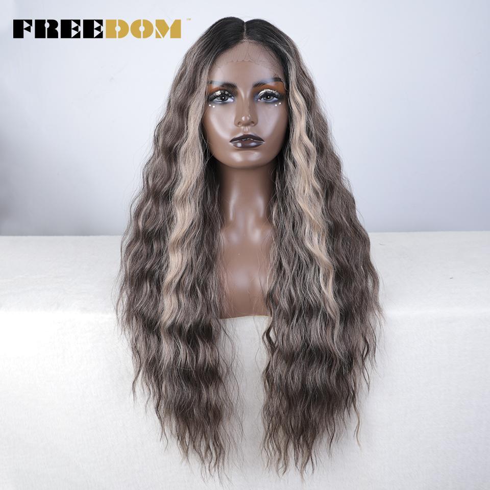 

FREEDOM Synthetic Lace Front Wigs For Women Easy Wear Soft Long Curly Wavy Ombre Blonde Ginger Wig Cosplay Wigs Heat Resistant (as the picture,30inches)