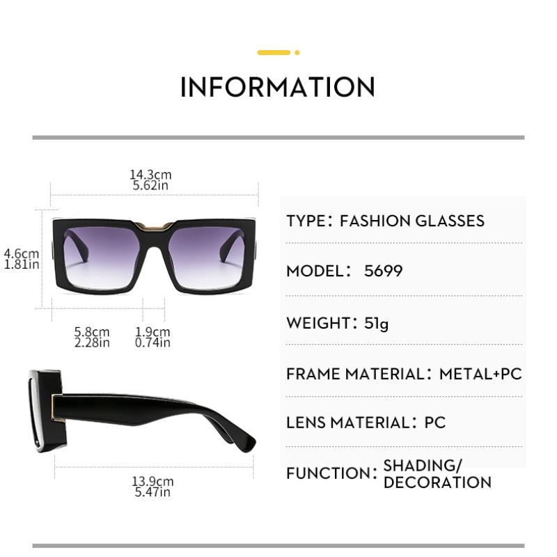 Women's sunglasses, men's and women's fashion square large-frame sunglasses