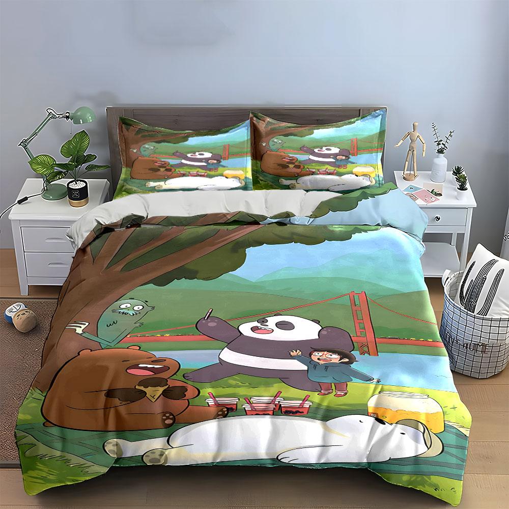 Bears, human, bridge, tree. Bedding sets Duvet cover sets Duvet covers Pillowcases(1 * Duvet Cover 2 * Pillowcases without duvet insert)