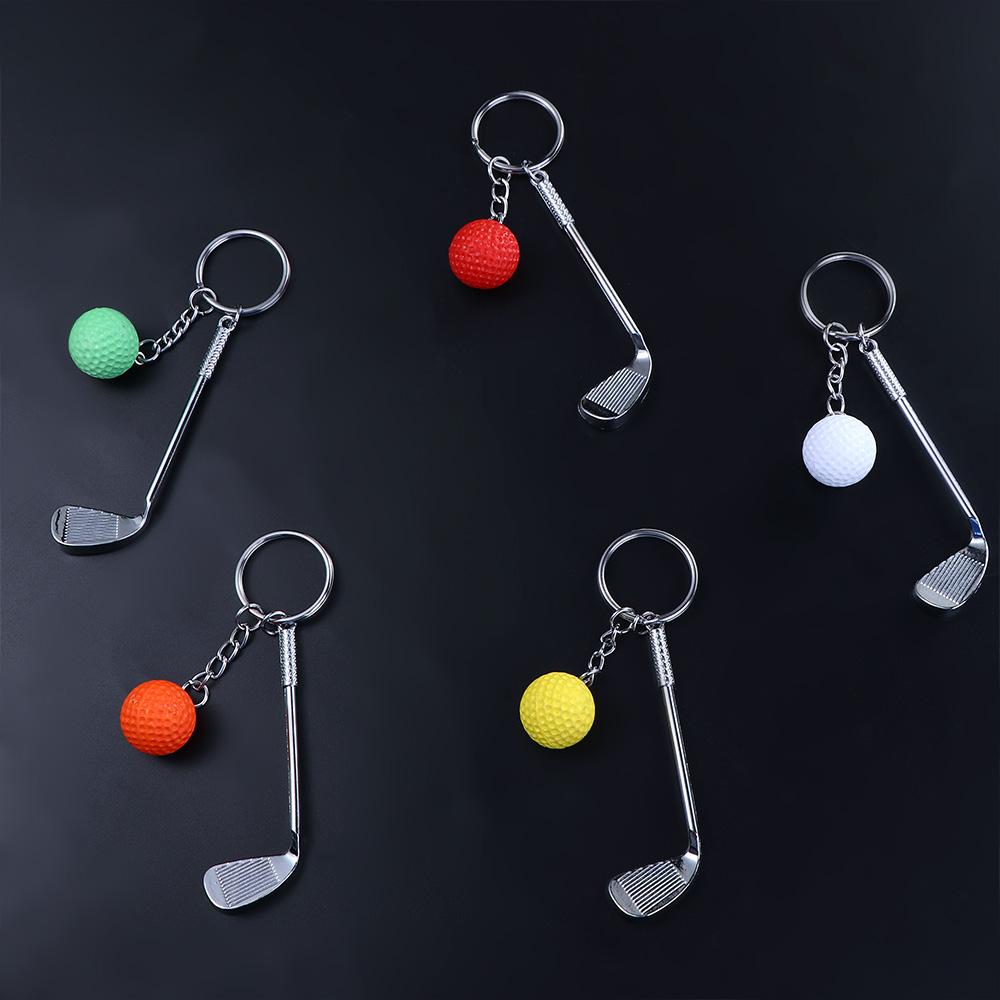 For Gift Car Key Chain Jewelry Metal Keychain Mini Golf Racket Golf Ball Key Chain Ball Pendant