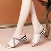 women fashion black crystal light weight slip on sandal shoes lady casual beige spring & summer party heel shoes ab644