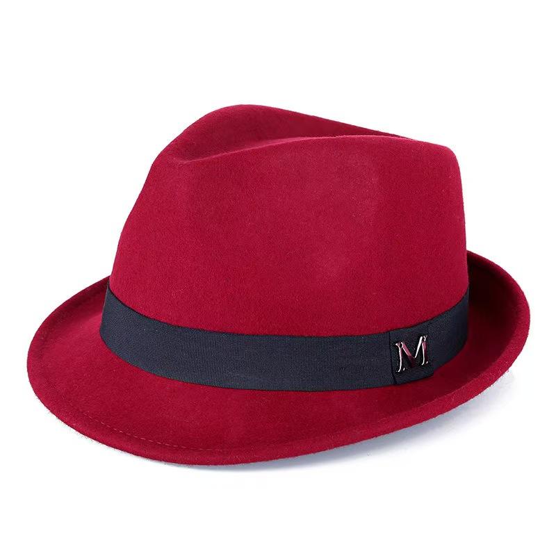 Felt Panama Fedora Hat Short Brim Trilby Flat Hat For Men Women Homburg Church Jazz Hat Adjustable