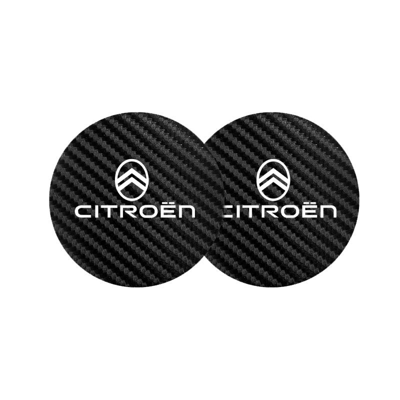 OAUH2 2Pcs Car Coasters Water Cup Mats Waterproof Slot Pads For Citroen VTS DS3 DS4 DS5 RD3 Cross Berlingo Xsara Spacetourer CelyseeC6