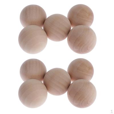 10x Wooden Unfinished Hardwood Balls, Smooth Birch