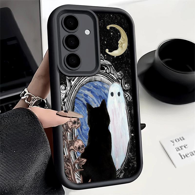 Phone Case for Samsung Galaxy A17 A16 A15 A14 A13 Black Cat Witch Aesthetics A56 A36 A26 A55 A35 A25 A54 A34 A24 A53 A33 A23 A07