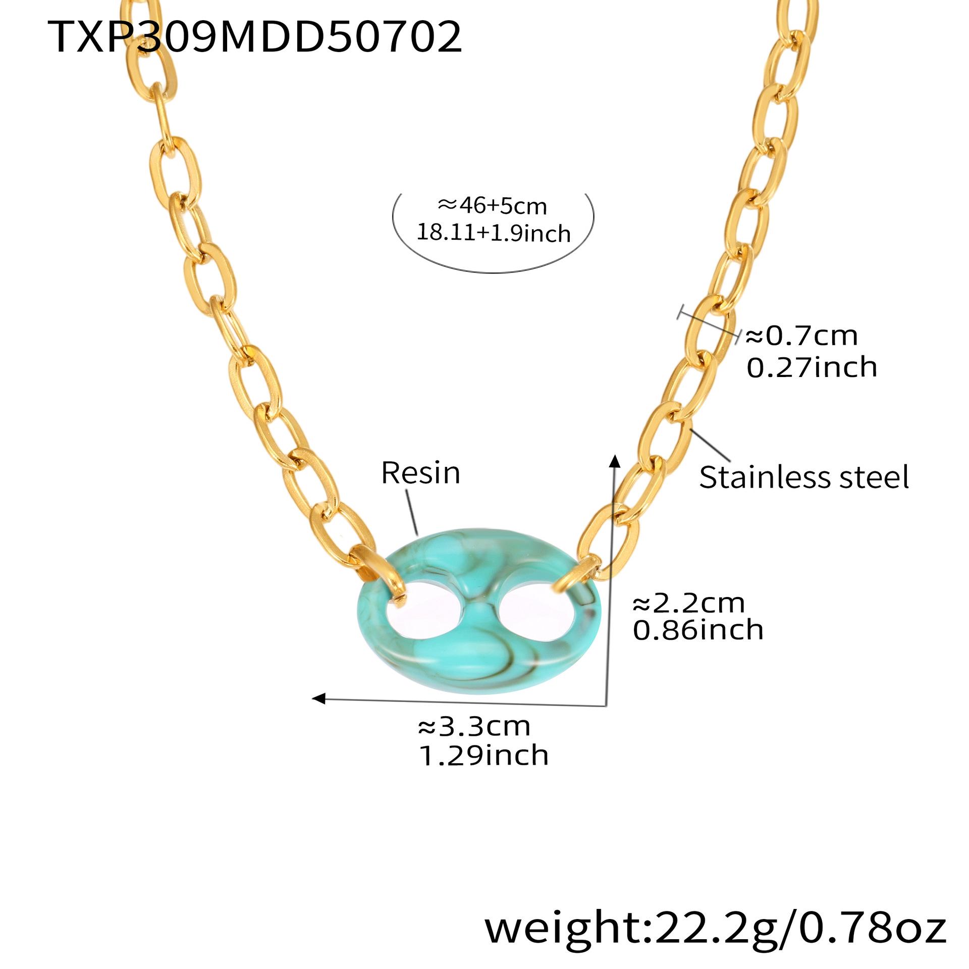 Qiong Yao Candy Color Pig Nose Pendant Necklace, 18k Gold Plated Oval Resin Clavicle Chain