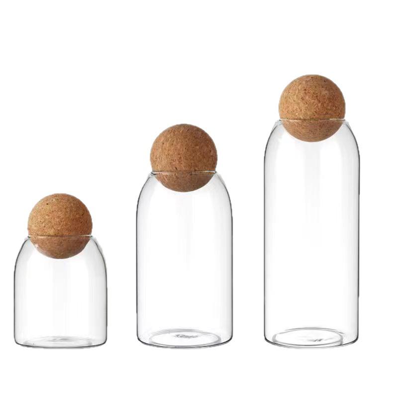 Large Capacity High-Borosilicate Glass Jar with Cork Stopper for Tea, Coffee, and Nuts Storage