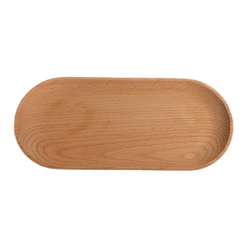 Wood Tray Oval Beech Small Wooden Disc Circular Wooden Dessert Plate Cake Tray