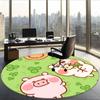 Lulu The Piggy (1) Round Office Rug Decorative Floor Rug for Office Bedroom Living Room and Home Space