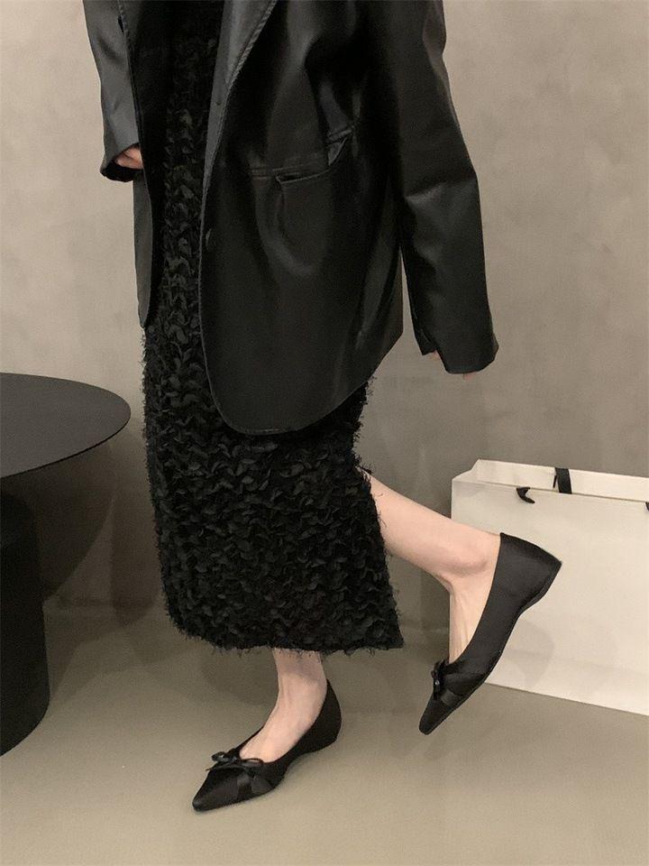 Damskie Wykwintne Jedwabne Czółenka Mary Jane ze Szpicem - Wczesnowiosenne Buty dla Druhen i Idealne do Spódnicy