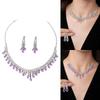 Water Drop Rhinestone Jewelry Set Shiny Inlaid Tassel Necklace Earrings Set Luxury Exquisite Crystal Necklace Set Women