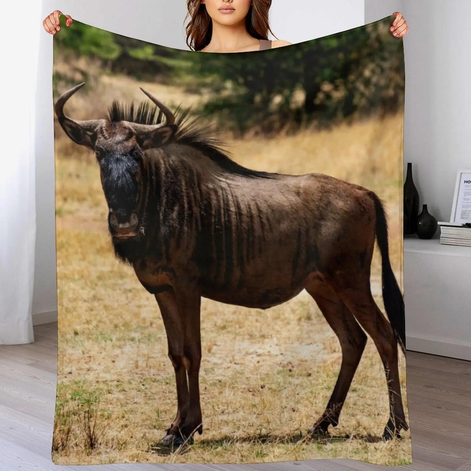 

Blue Wildebeest Throw Blanket Ultra Soft Flannel Fleece Blanket for All Seasons 102x76cm(40x30in)